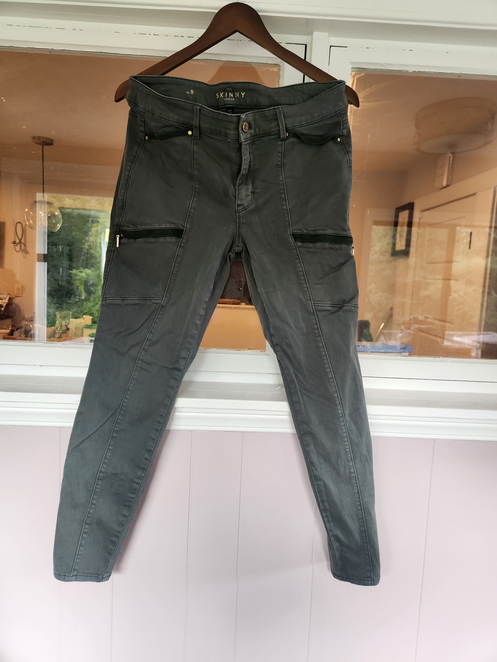 Women's Dark Green Cargo Style Skinny Jeans